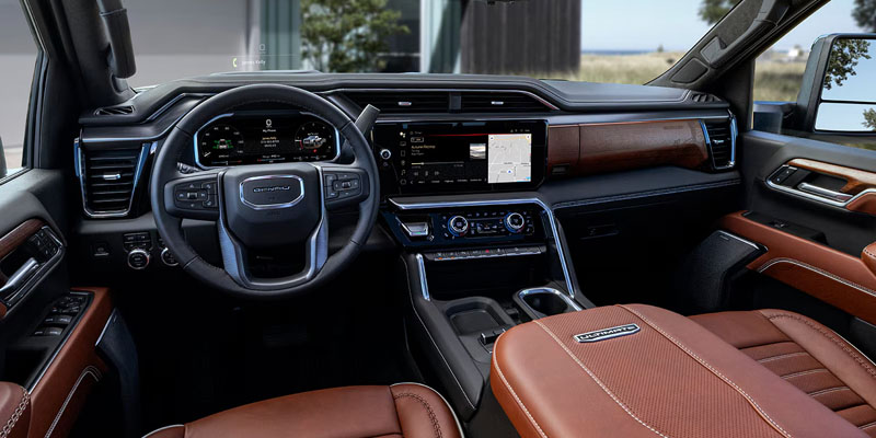 GMC Sierra 3500 2026 interior with large touchscreen display and modern dashboard design