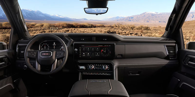 2026 GMC Sierra 3500 interior with leather seats and advanced technology